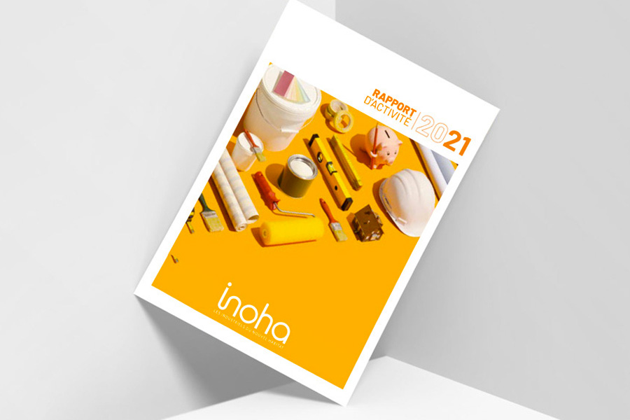 inoha-rapport d’activité Design graphique pour un rapport d'activité pour une organisation professionnelle - Inoha - édition print.