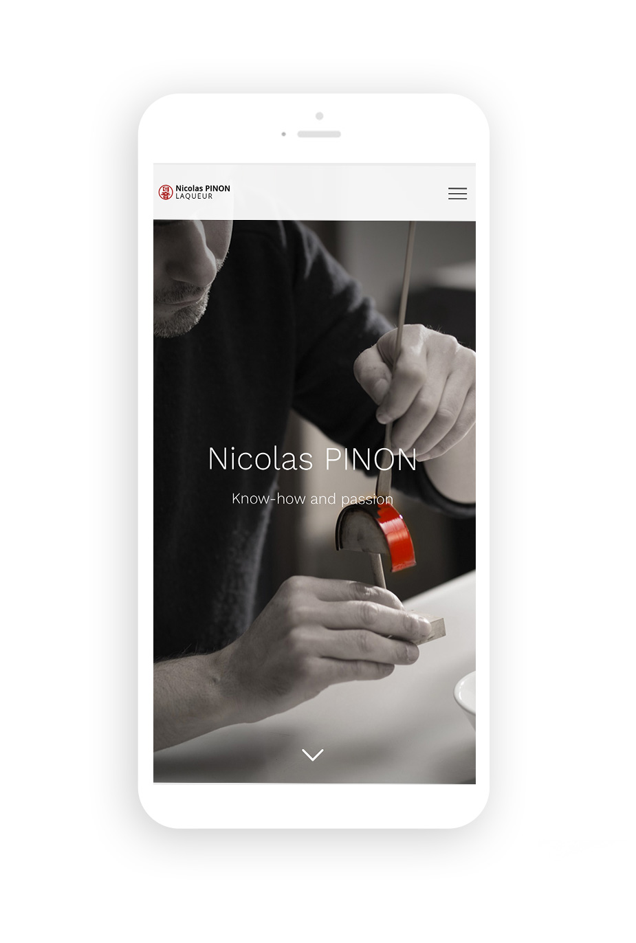 smartphone-nicolas-pinon Création site internet responsive - Nicolas Pinon - Metiers d'arts - Laqueur